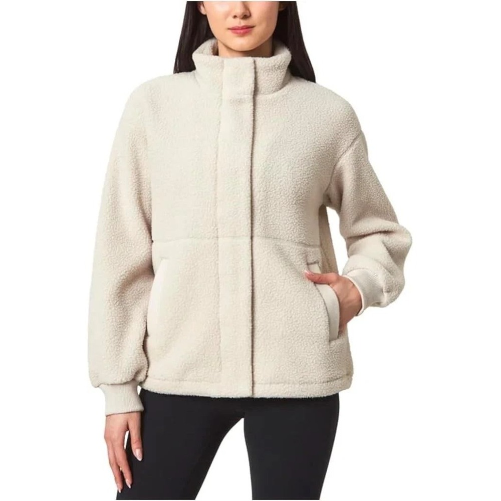 NWT Mondetta Women's S White Sherpa Full Zip Fleece Jacket Polyester